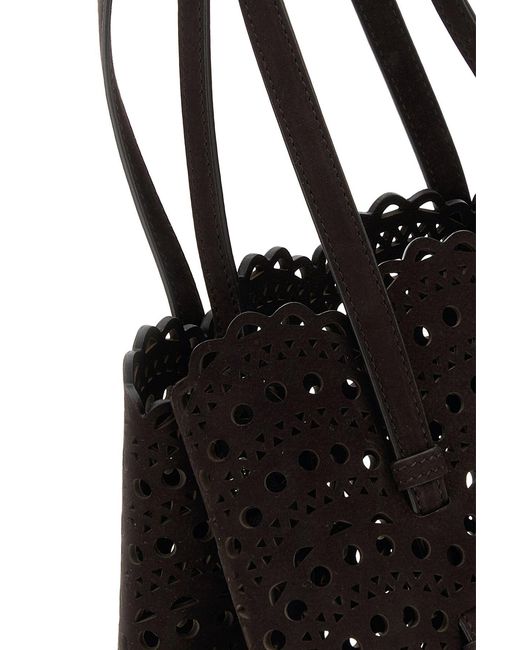 Alaïa Black Dark Brown Suede Mina 25 Handbag
