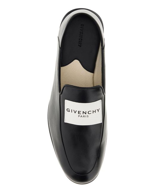 Givenchy Black Leather Label Loafers