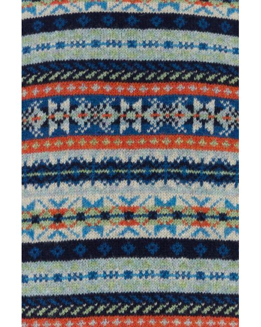 Harley Of Scotland Blue Embroidered Wool Sweater for men