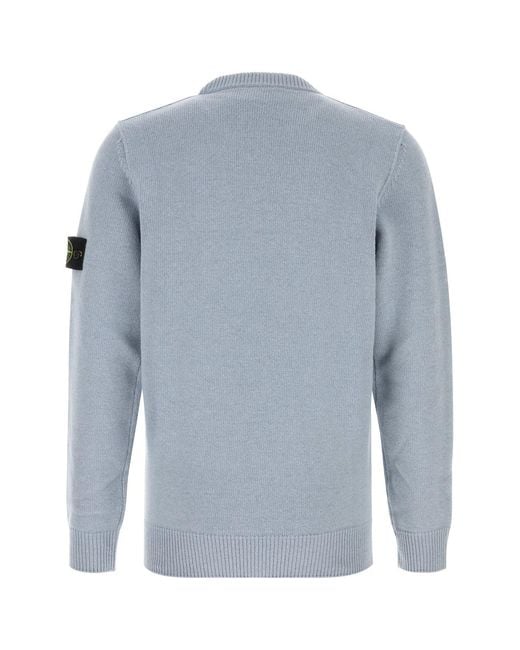 Stone Island Light Blue Wool Blend Sweater for men