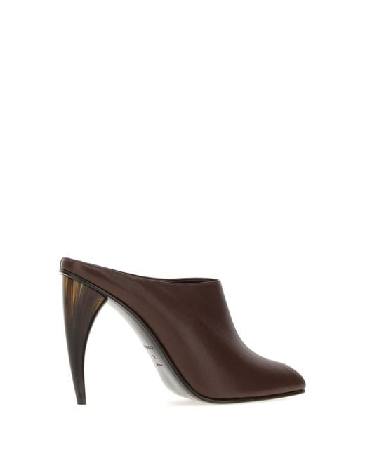 McQueen Brown Leather Mules