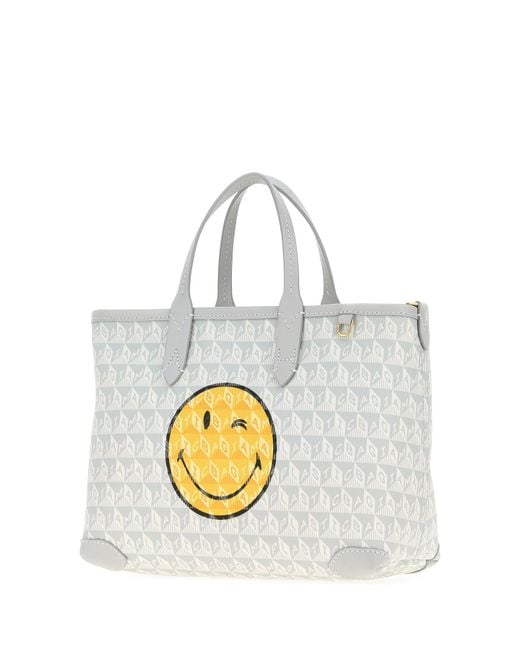 Anya Hindmarch Metallic Printed Canvas Xs I Am A Plastic Bag Handbag
