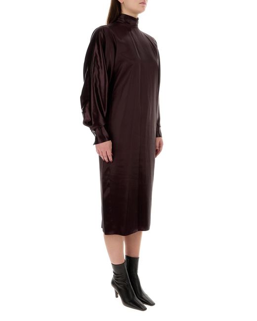 Ferragamo Purple Salvatore Burgundy Satin Dress