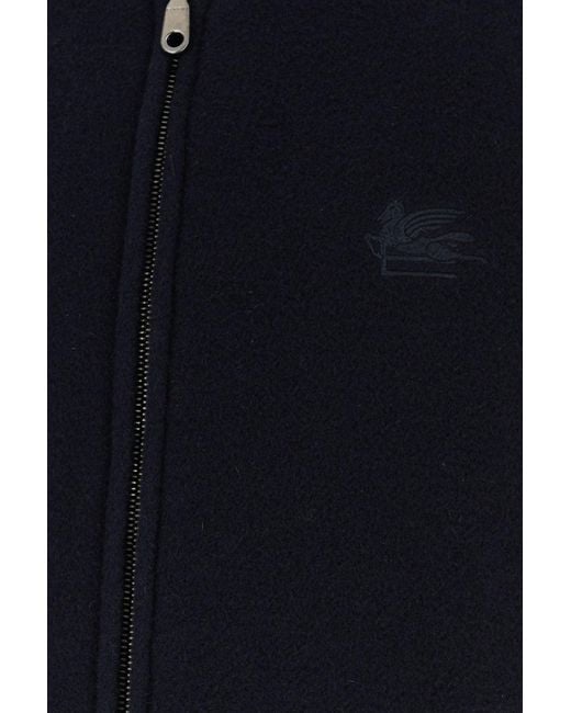 Etro Midnight Blue Wool Blend Bomber Jacket for men