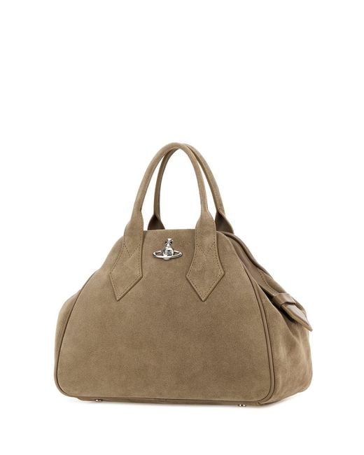 Vivienne Westwood Natural Dove Grey Suede Medium Yasmine Handbag