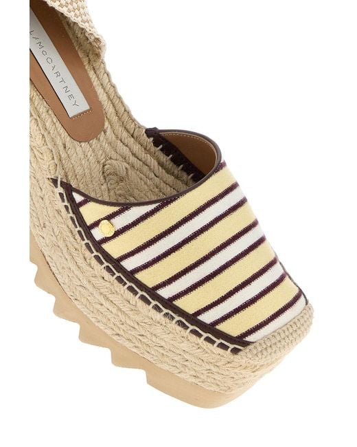 Stella McCartney Natural Embroidered Canvas Gaia Wedges