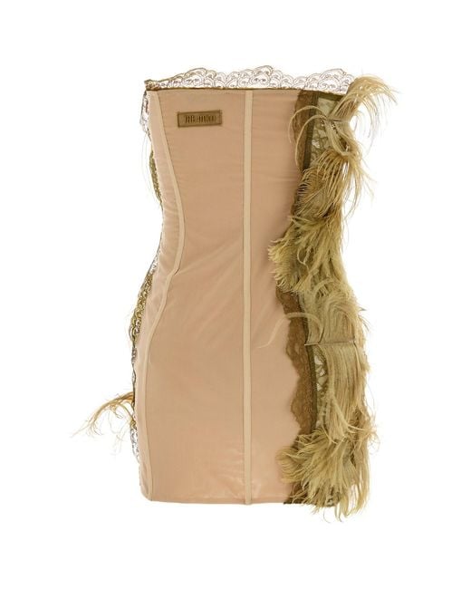 The Attico Natural Lace And Mesh Min Dress
