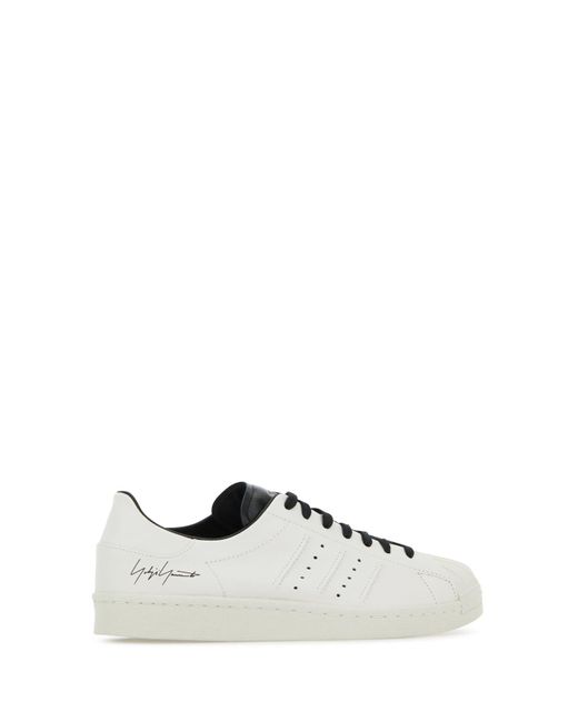 Y-3 Gray Chalk Leather Y-3 Superstar Sneakers for men