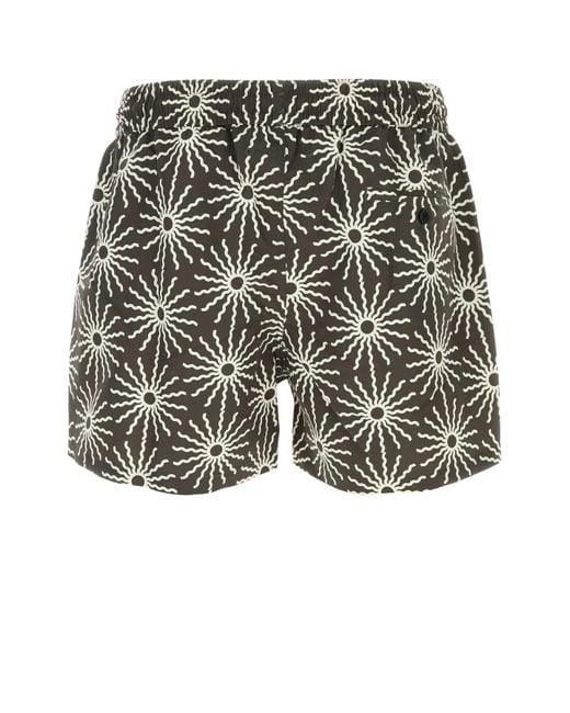 Frescobol Carioca Black Printed Polyester Rio Swimming Shorts for men