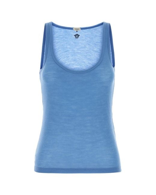 Versace Blue Cerulean Wool Tank Top