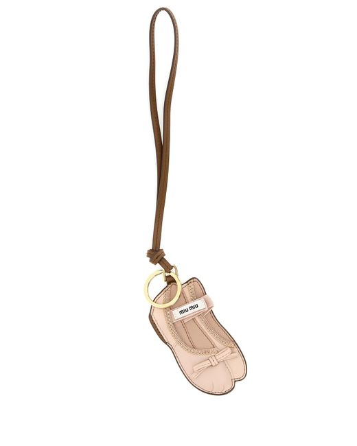 Portachiavi in pelle rosa pastello di Miu Miu in Metallic