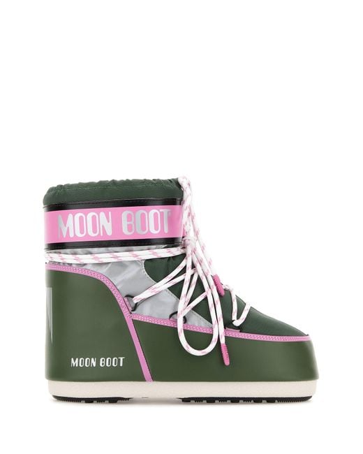 Moon Boot Multicolor Dark Green Fabric Icon Low Space Racing Ankle Boots
