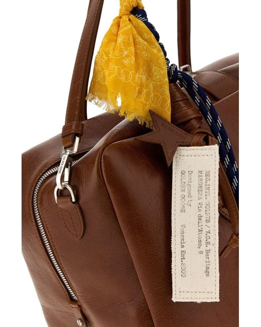 Golden Goose Deluxe Brand Brown Leather Medium Vita Travel Bag