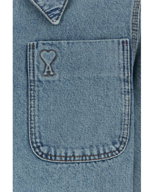 AMI Blue Relaxed Overshirt for men
