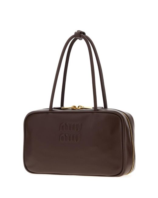 Borsa a spalla in pelle testa di moro di Miu Miu in Brown