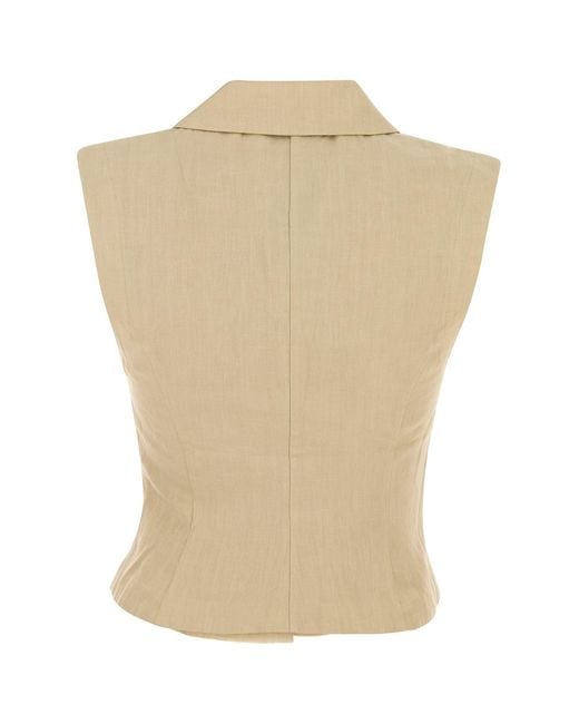 LeKasha Natural Beige Linen Sawadah Vest