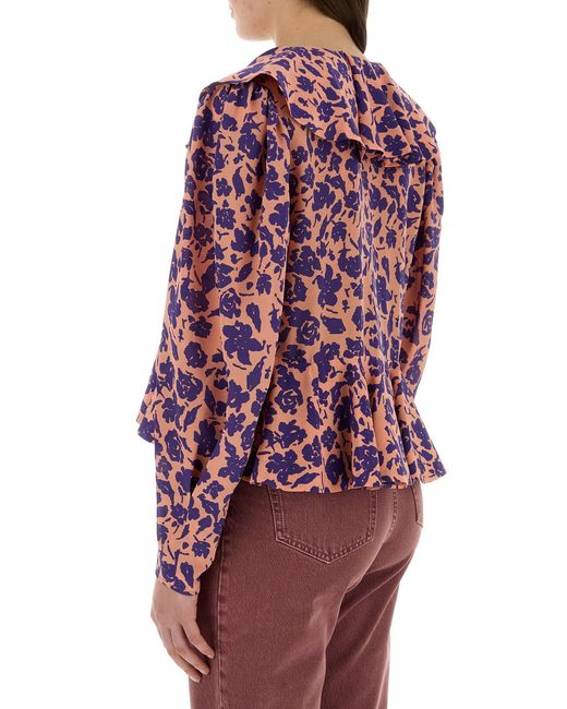 Chloé Red Printed Crepe Blouse