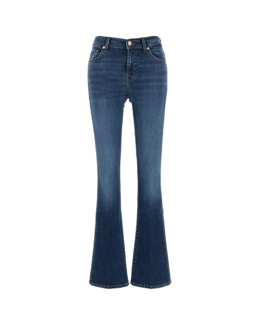 Jeans Bootcut in denim stretch di 7 For All Mankind in Blue