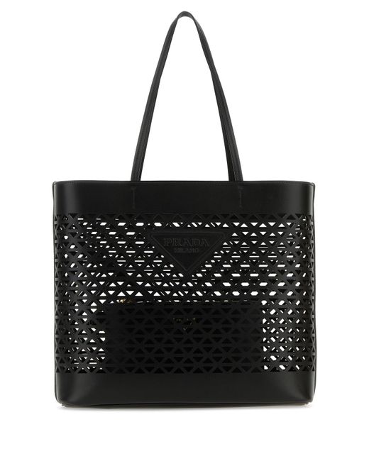 Borsa shopping in pelle nera di Prada in Black