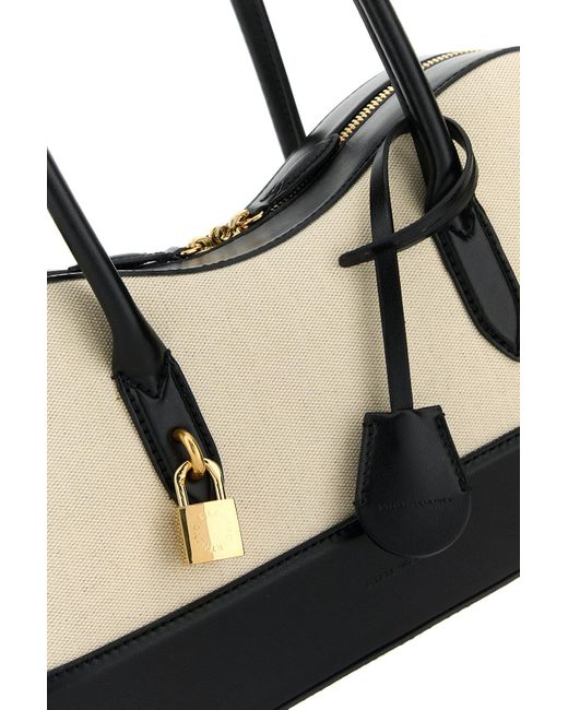 Stella McCartney Sand Canvas Ryder Shoulder Bag in Black | Lyst