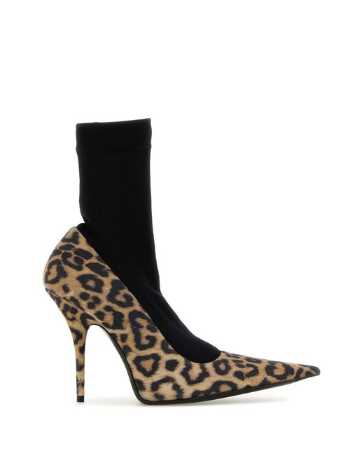 Balenciaga Black Printed Suede Avenue Sock Pumps