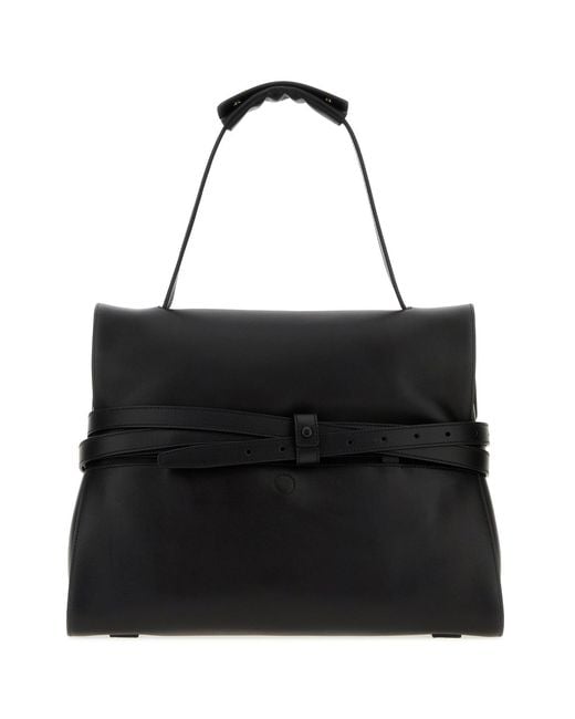 Moschino Black Leather Medium Tie Me Handbag