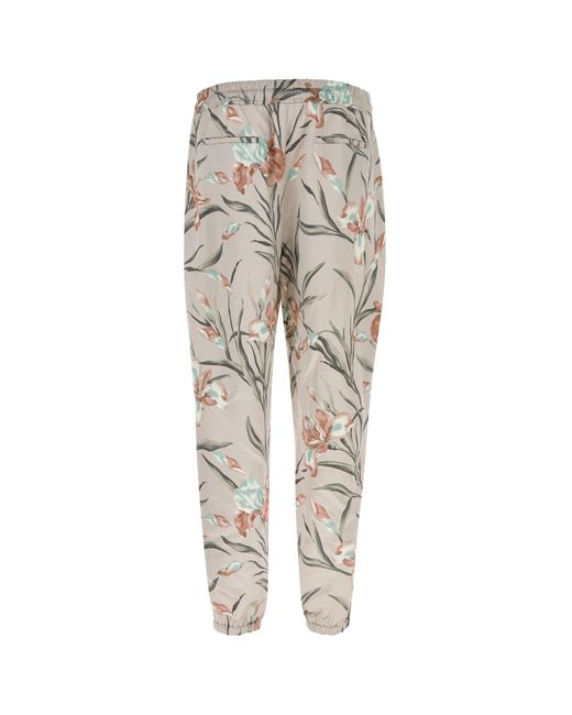 Pantalone in raso stampato di Saint Laurent in Natural da Uomo