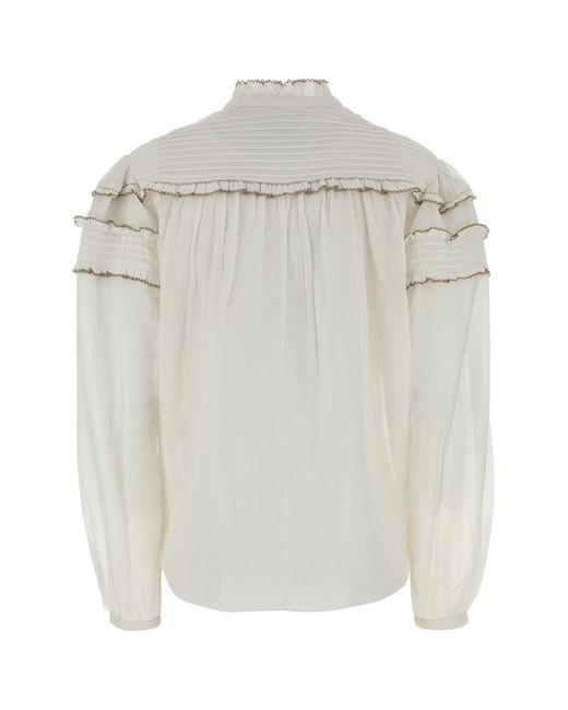 Isabel Marant White Cotton Blend Doane Blouse