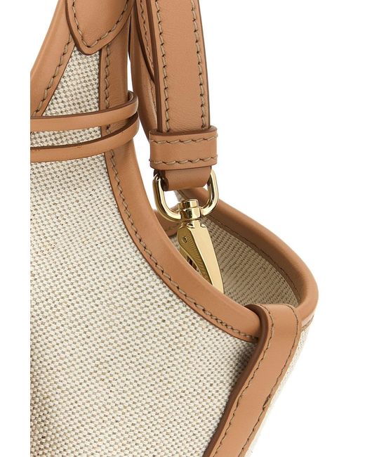 Borsa a mano in tela sabbia di Prada in Natural