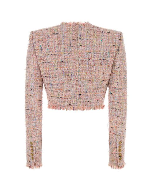 Balmain Pink Multicolor Tweed Blazer
