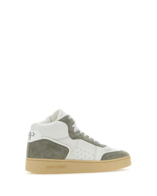 Saint Laurent White Sl/80 Leather Mid-Top Sneakers for men