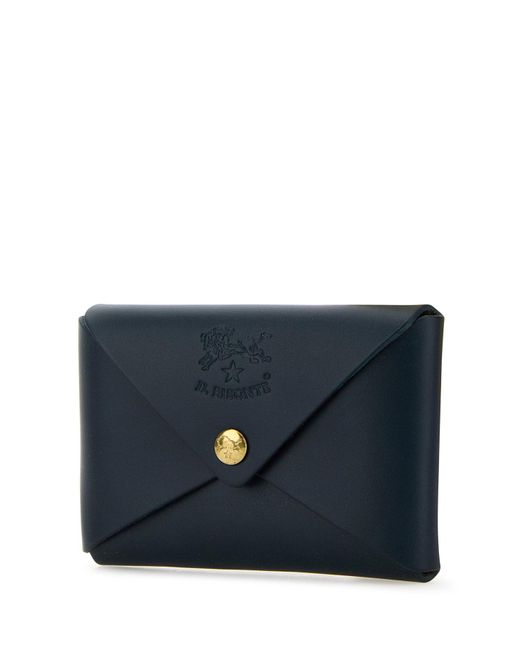 Portacarte Sovana in pelle blu navy di Il Bisonte in Blue