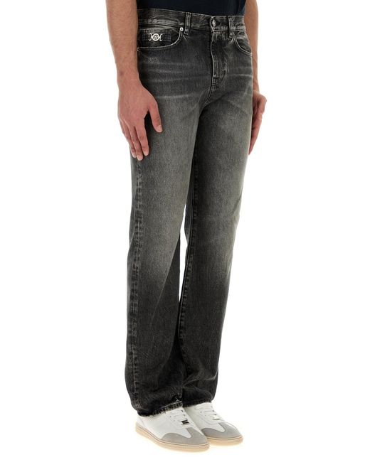 Versace Gray Black Denim Jeans for men