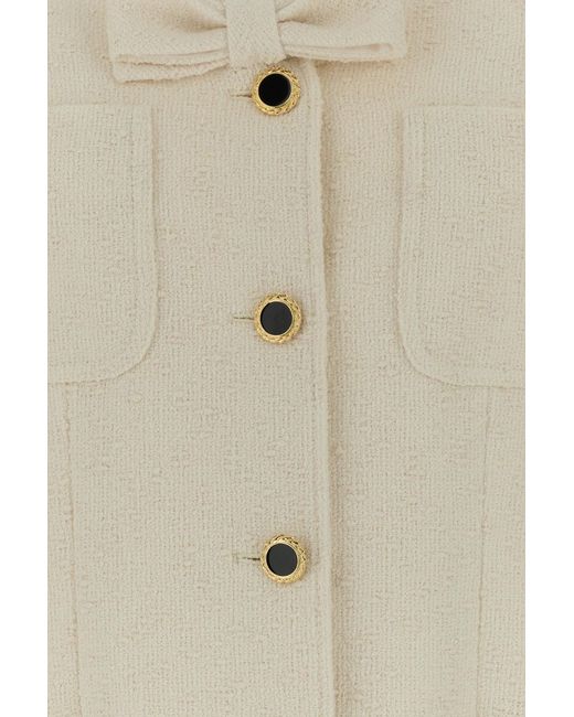 Alessandra Rich Natural Ivory Boucle Blazer