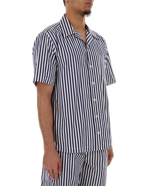Dolce & Gabbana Blue Embroidered Poplin Shirt for men