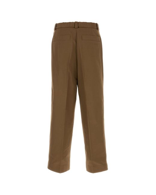 Pantalone in twill marrone di Jil Sander in Natural da Uomo