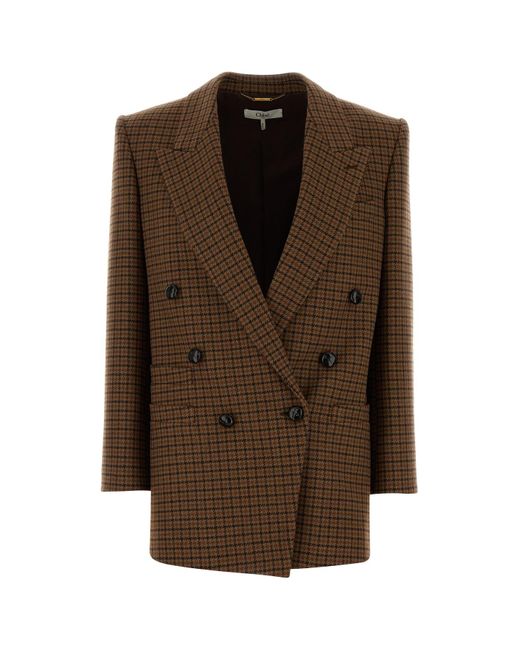 Chloé Brown Embroidered Wool Blend Blazer