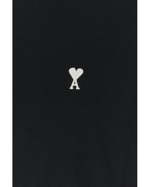 AMI Black Cotton T-shirt for men
