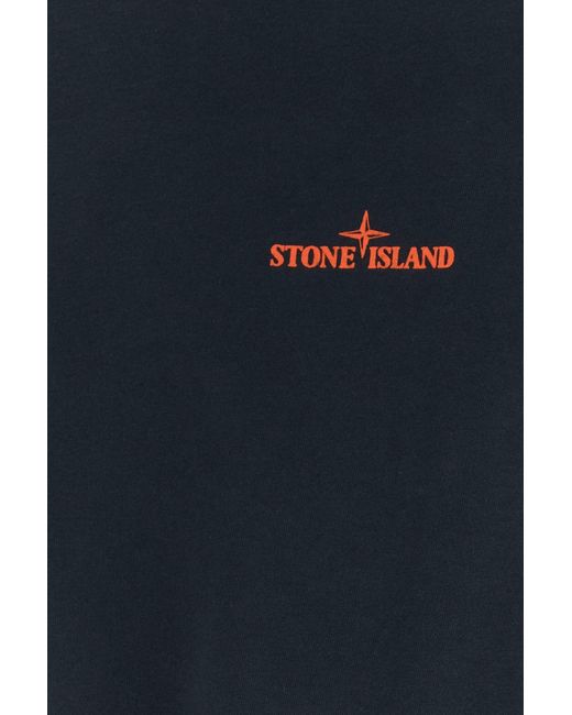 Stone Island Black Navy Blue Cotton T-shirt for men