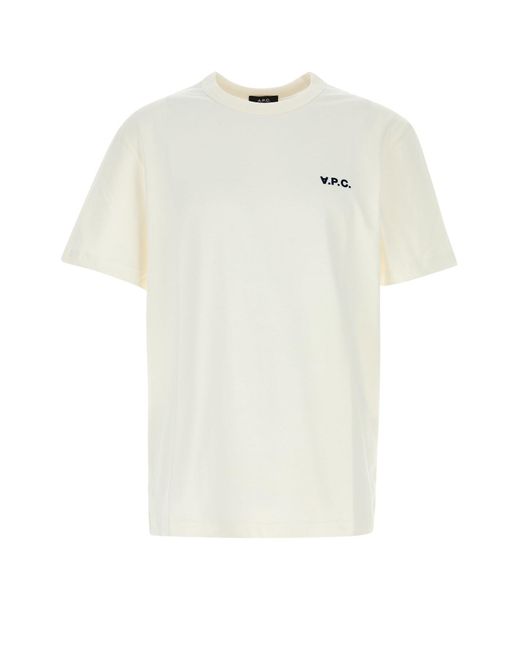 T-shirt in cotone avorio di A.P.C. in White da Uomo