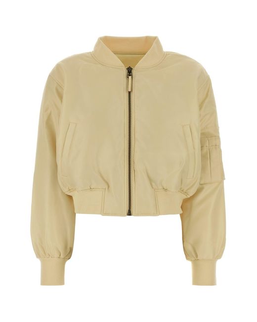 Anine Bing Natural Pastel Yellow Polyester Leon Bomber Jacket