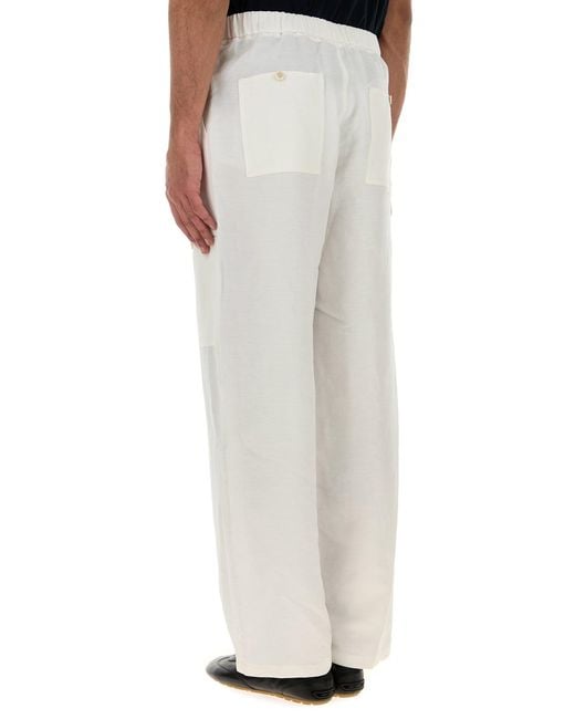 Jil Sander White Linen Cargo Pant for men