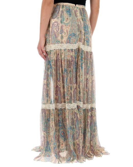 Etro White Printed Crepe Skirt