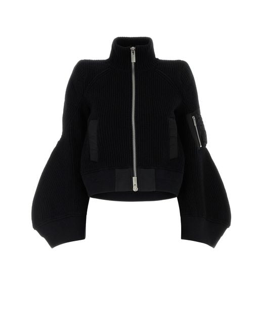 Sacai Black Wool Cardigan