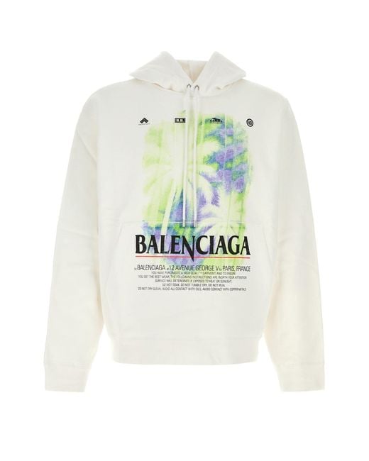 Balenciaga White Cotton Oversize Sweatshirt for men