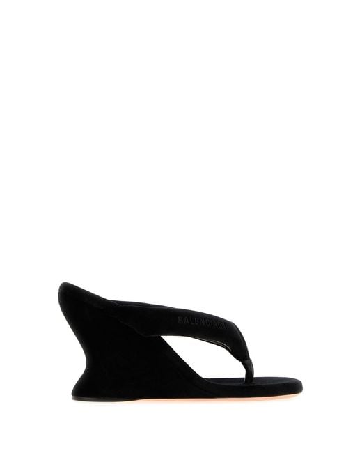 Balenciaga Black Velvet Thong Wedge