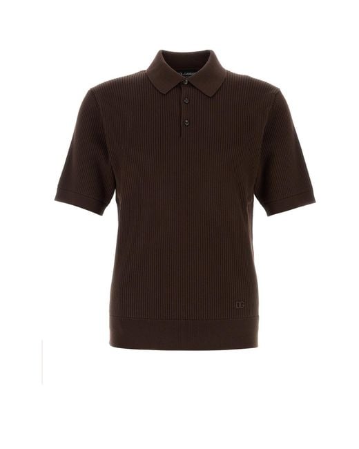 Dolce & Gabbana Black Dark Brown Cotton Polo Shirt for men