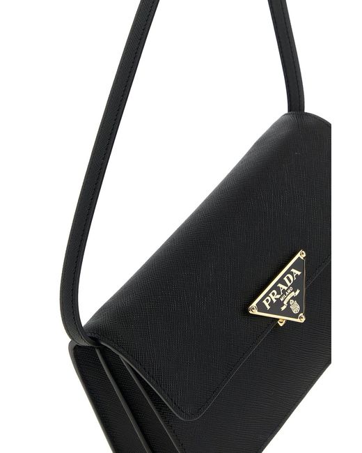 Borsa a tracolla mini in pelle nera di Prada in Black