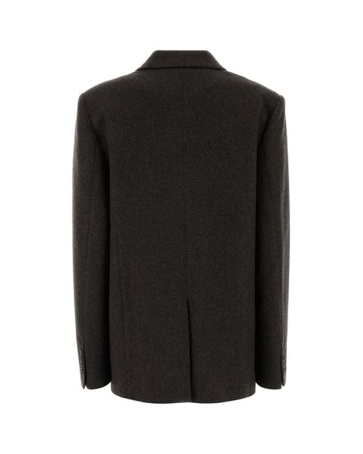 LE SULLY STUDIO Black Dark Brown Stretch Wool Blend Blazer
