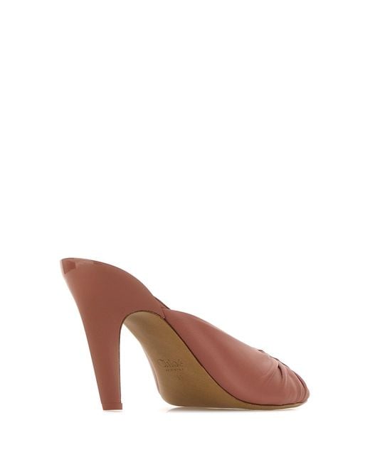 Chloé Brown Dark Pink Leather Suzie Mules